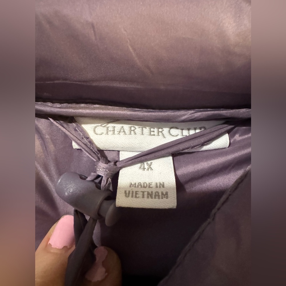 Charter Club 4x Women's Purple packable Puffer Jacket with hood bag included - Picture 7 of 10